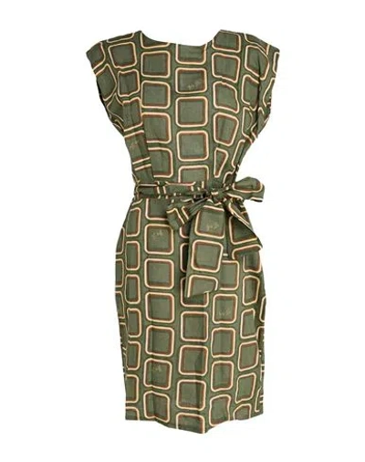 Yes Zee By Essenza Woman Mini Dress Military Green Size Xl Linen In Multi