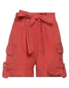 Yes Zee By Essenza Woman Shorts & Bermuda Shorts Rust Size Xs Viscose, Polyester In Red