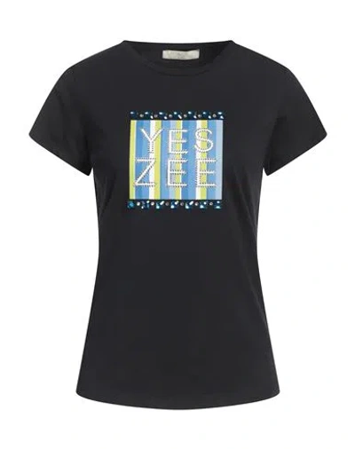 Yes Zee By Essenza Woman T-shirt Black Size Xl Cotton