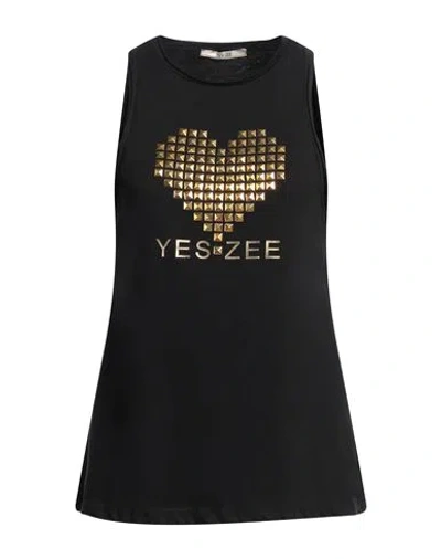 Yes Zee By Essenza Woman Top Black Size L Cotton In Black