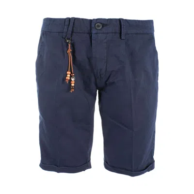 Yes Zee Chic Cotton Blend Bermuda Men's Shorts In Blue