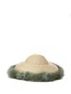 Yesey Feather-trimmed Straw Hat In Neutral