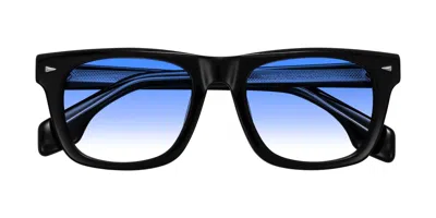 Yesglasses Black Flat-top Acetate Square Gradient Sunglasses In Black,blue