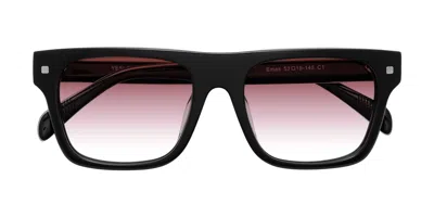 Yesglasses Black Oversized Flat-top Square Gradient Sunglasses In Black,garnet