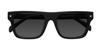 Yesglasses Black Oversized Flat-top Square Tinted Sunglasses In Black,gray
