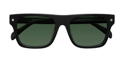 Yesglasses Black Oversized Flat-top Square Tinted Sunglasses In Black,green