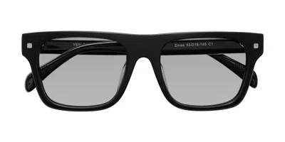 Yesglasses Black Oversized Flat-top Square Tinted Sunglasses In Black,light Gray