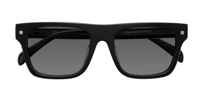 Yesglasses Black Oversized Flat-top Square Tinted Sunglasses In Black,medium Gray