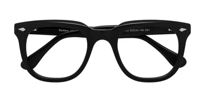 Yesglasses Black Thick Spring Hinges Acetate Square Blue Light Glasses - System