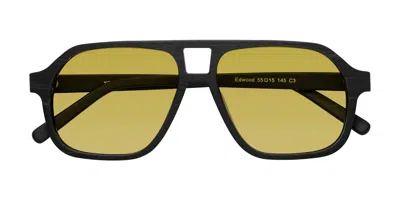Yesglasses Black Woodgrain Grandpa Wood Aviator Tinted Sunglasses In Black Woodgrain,champagne