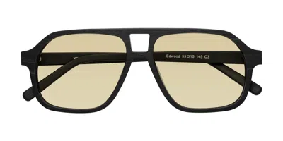 Yesglasses Black Woodgrain Grandpa Wood Aviator Tinted Sunglasses In Black Woodgrain,light Champagne