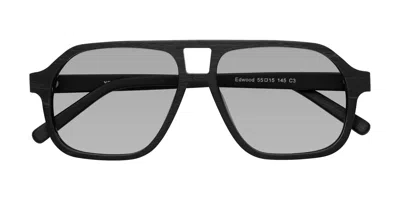 Yesglasses Black Woodgrain Grandpa Wood Aviator Tinted Sunglasses In Black Woodgrain,light Gray