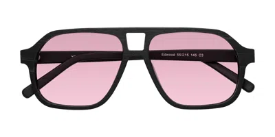 Yesglasses Black Woodgrain Grandpa Wood Aviator Tinted Sunglasses In Black Woodgrain,light Wine