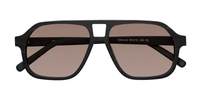 Yesglasses Black Woodgrain Grandpa Wood Aviator Tinted Sunglasses In Black Woodgrain,medium Brown