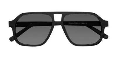 Yesglasses Black Woodgrain Grandpa Wood Aviator Tinted Sunglasses In Black Woodgrain,medium Gray