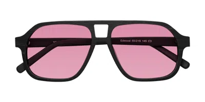 Yesglasses Black Woodgrain Grandpa Wood Aviator Tinted Sunglasses In Black Woodgrain,medium Wine