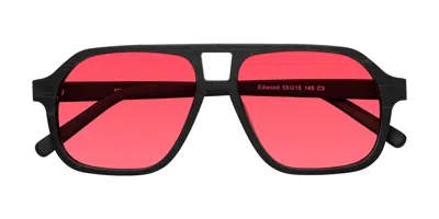 Yesglasses Black Woodgrain Grandpa Wood Aviator Tinted Sunglasses In Black Woodgrain,red