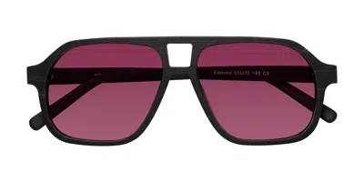 Yesglasses Black Woodgrain Grandpa Wood Aviator Tinted Sunglasses In Black Woodgrain,wine