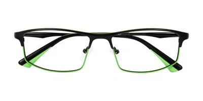 Yesglasses Black/green Browline Wrap Around Sports Rectangle Blue Light Glasses - Monnow In Multi