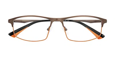Yesglasses Brown/orange Browline Wrap Around Sports Rectangle Eyeglasses - Monnow In Brown,orange