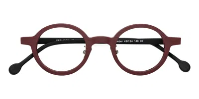 Yesglasses Burgundy/black Woodgrain Retro-vintage Low Bridge Fit Wood Round Blue Light Glasses - Timber In Burgundy,black Woodgrain
