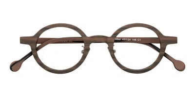 Yesglasses Burnt Tan Woodgrain Retro-vintage Low Bridge Fit Wood Round Blue Light Glasses - Timber
