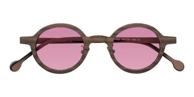 Yesglasses Burnt Tan Woodgrain Retro-vintage Wood Round Tinted Sunglasses In Burnt Tan Woodgrain,medium Wine