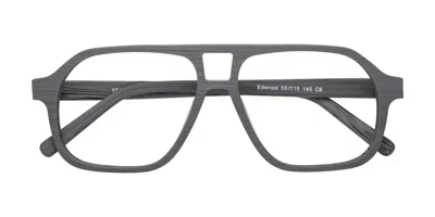 Yesglasses Cement Woodgrain Double Bridge Grandpa Wood Aviator Eyeglasses - Edwood