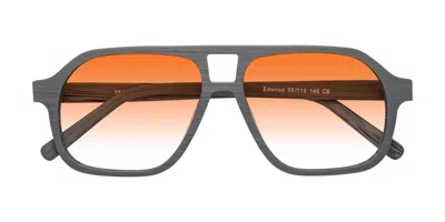Yesglasses Cement Woodgrain Grandpa Wood Aviator Gradient Sunglasses In Cement Woodgrain,orange