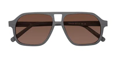 Yesglasses Cement Woodgrain Grandpa Wood Aviator Tinted Sunglasses In Cement Woodgrain,brown