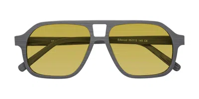 Yesglasses Cement Woodgrain Grandpa Wood Aviator Tinted Sunglasses In Cement Woodgrain,champagne