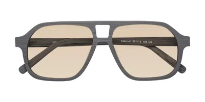 Yesglasses Cement Woodgrain Grandpa Wood Aviator Tinted Sunglasses In Cement Woodgrain,light Brown