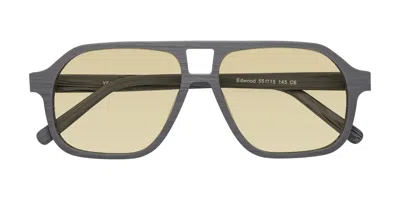 Yesglasses Cement Woodgrain Grandpa Wood Aviator Tinted Sunglasses In Cement Woodgrain,light Champagne