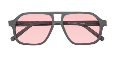 Yesglasses Cement Woodgrain Grandpa Wood Aviator Tinted Sunglasses In Cement Woodgrain,light Garnet