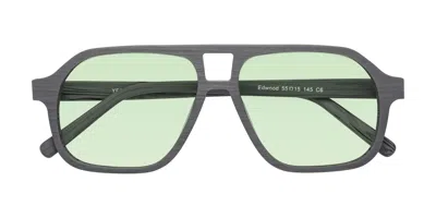Yesglasses Cement Woodgrain Grandpa Wood Aviator Tinted Sunglasses In Cement Woodgrain,light Green