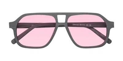Yesglasses Cement Woodgrain Grandpa Wood Aviator Tinted Sunglasses In Cement Woodgrain,light Pink