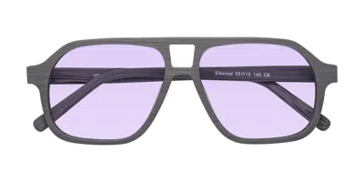 Yesglasses Cement Woodgrain Grandpa Wood Aviator Tinted Sunglasses In Cement Woodgrain,light Purple