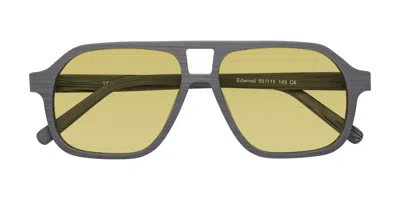Yesglasses Cement Woodgrain Grandpa Wood Aviator Tinted Sunglasses In Cement Woodgrain,medium Champagne