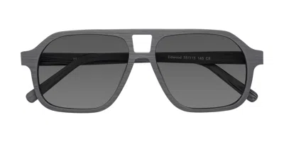 Yesglasses Cement Woodgrain Grandpa Wood Aviator Tinted Sunglasses In Cement Woodgrain,medium Gray