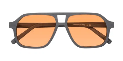 Yesglasses Cement Woodgrain Grandpa Wood Aviator Tinted Sunglasses In Cement Woodgrain,medium Orange