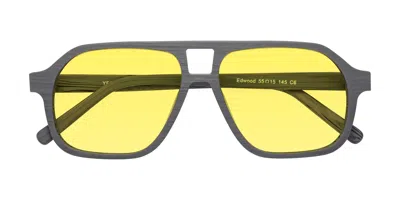 Yesglasses Cement Woodgrain Grandpa Wood Aviator Tinted Sunglasses In Cement Woodgrain,medium Yellow