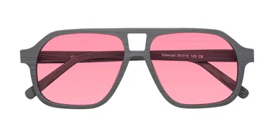 Yesglasses Cement Woodgrain Grandpa Wood Aviator Tinted Sunglasses In Cement Woodgrain,pink