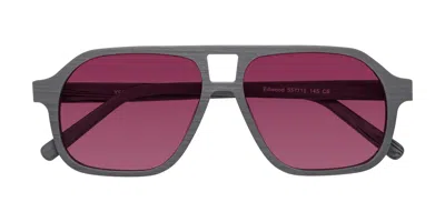 Yesglasses Cement Woodgrain Grandpa Wood Aviator Tinted Sunglasses In Cement Woodgrain,wine