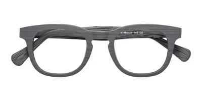 Yesglasses Cement Woodgrain Narrow Retro-vintage Keyhole Bridge Wood Blue Light Glasses - Tonia