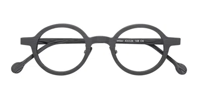 Yesglasses Cement Woodgrain Retro-vintage Low Bridge Fit Wood Round Blue Light Glasses - Timber