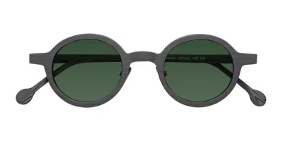 Yesglasses Cement Woodgrain Retro-vintage Wood Round Tinted Sunglasses In Cement Woodgrain,green