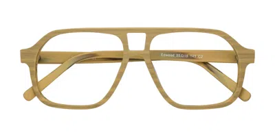 Yesglasses Egg Yolk Woodgrain Double Bridge Grandpa Wood Aviator Blue Light Glasses - Edwood