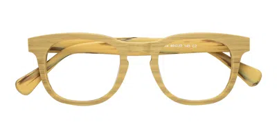 Yesglasses Egg Yolk Woodgrain Narrow Retro-vintage Keyhole Bridge Wood Blue Light Glasses - Tonia