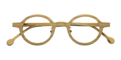 Yesglasses Egg Yolk Woodgrain Retro-vintage Low Bridge Fit Wood Round Blue Light Glasses - Timber