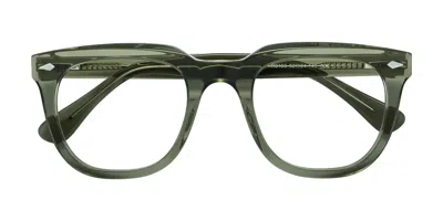 Yesglasses Grayish Green Thick Spring Hinges Acetate Square Blue Light Glasses - System